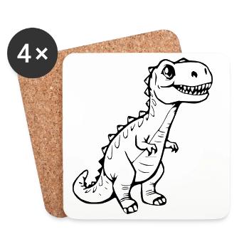 Dinosaur black - Coasters (set of 4) - white - Front