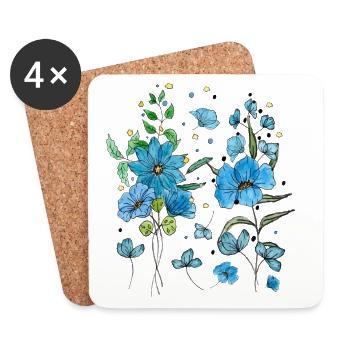 Blue Flower, Flower Lover - Coasters (set of 4) - white - Front