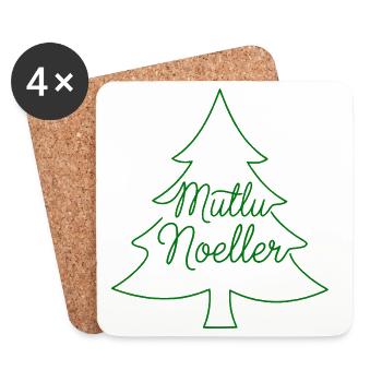 Conception du sapin de Noël de Mutlu Noeller - Dessous de verre (lot de 4) - blanc - Devant