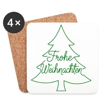 Frohe Weihnachten Tannenbaum modern - Untersetzer (4er-Set) - Weiß - Vorne