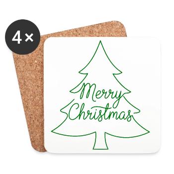 Joyeux sapin de Noël - Dessous de verre (lot de 4) - blanc - Devant