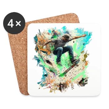 skateboarden - Untersetzer (4er-Set) - Weiß - Vorne