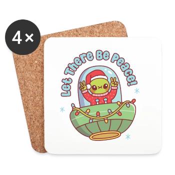 Extraterrestre dans un OVNI Laisse y avoir la paix Noël drôle - Dessous de verre (lot de 4) - blanc - Devant