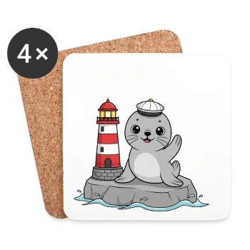 Seal Baby Ahoy - Coasters (set of 4) - white - Front