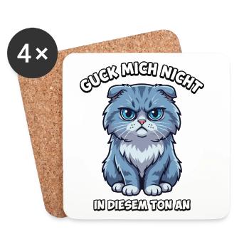 Don't Look At Me Like That – Cartoon Cat - Coasters (set of 4) - white - Front