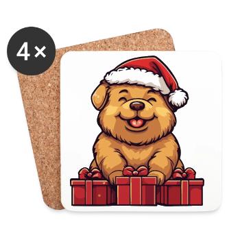 Cadeaux de Noël pour chiens Chow Chow - Dessous de verre (lot de 4) - blanc - Devant