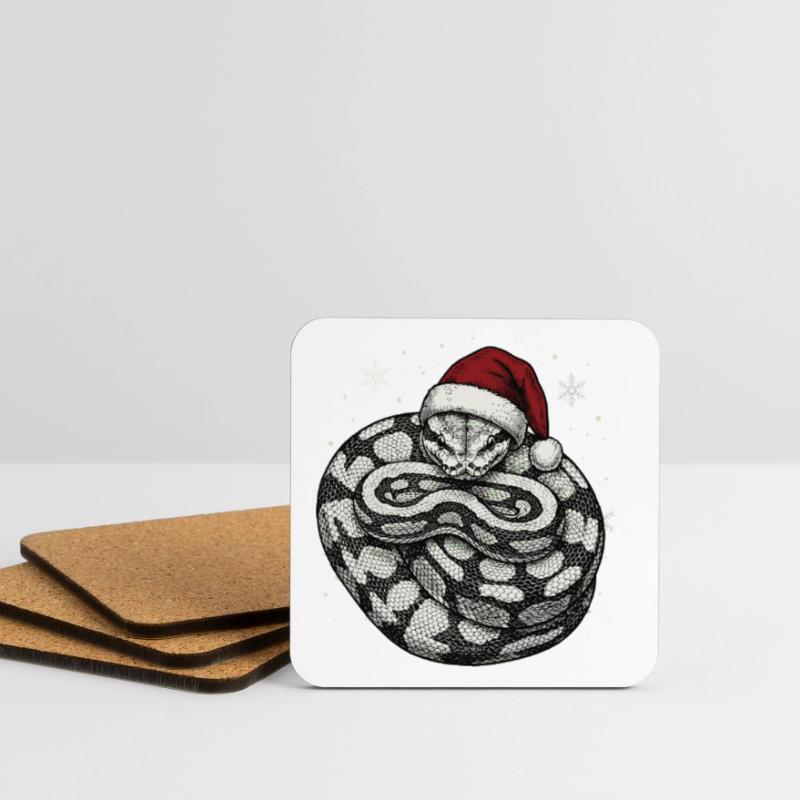 Serpent roi python roi de Noël Python boule Dessous de verre (lot de 4)