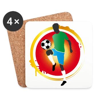 Joueur de football coloré avec ballon - Dessous de verre (lot de 4) - blanc - Devant