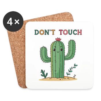 Cactus Rigolo Don’t Touch - Dessous de verre (lot de 4) - blanc - Devant