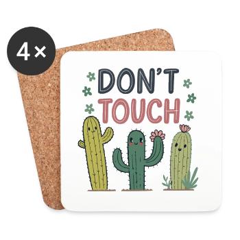 Ne Pas Toucher Cactus Joyeux - Dessous de verre (lot de 4) - blanc - Devant