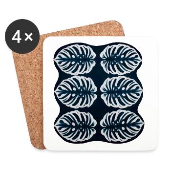 Monstera Variegata Muster – Tropische Pflanzenkuns - Untersetzer (4er-Set) - Weiß - Vorne