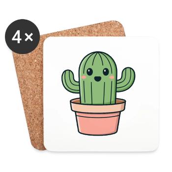 Cactus Smile In A Jar - Coasters (set of 4) - white - Front