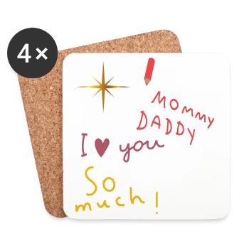 Mommy Daddy i love you - Coasters (set of 4) - white - Front