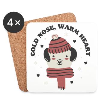 Cold Nose Warm Heart - Coasters (set of 4) - white - Front
