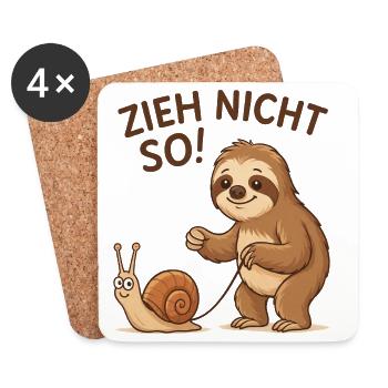 Zieh Nicht So! Faultier Schnecke - Untersetzer (4er-Set) - Weiß - Vorne