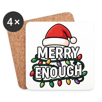 Fröhlich genug, Weihnachtsmann, Weihnachtssarkasmu - Untersetzer (4er-Set) - Weiß - Vorne
