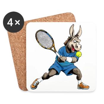 Esel Tennis - Untersetzer (4er-Set) - Weiß - Vorne