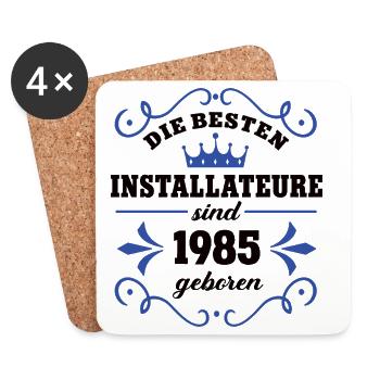 Installateur Geburtstag Jahrgang 1985 Kollege Geb - Untersetzer (4er-Set) - Weiß - Vorne