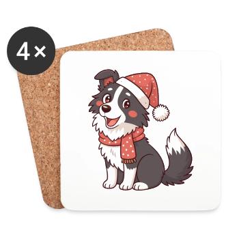 Kawaii Christmas mascot dog - Coasters (set of 4) - white - Front