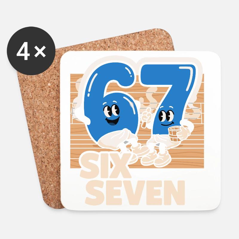 67 Six Seven meme Sauna Spa - Italienisch Lust - Untersetzer (4er-Set) - Weiß