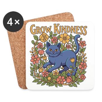 Couronne de fleurs bleues de chat Grow Kindness - Dessous de verre (lot de 4) - blanc - Devant