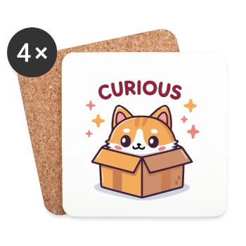 Curious kitten in the box - Coasters (set of 4) - white - Front