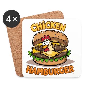 Chicken-Burger-Cartoon-Design - Untersetzer (4er-Set) - Weiß - Vorne