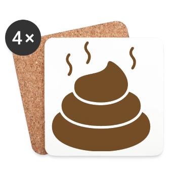 Brauner dampfender Emoticon Haufen - Untersetzer (4er-Set) - Weiß - Vorne