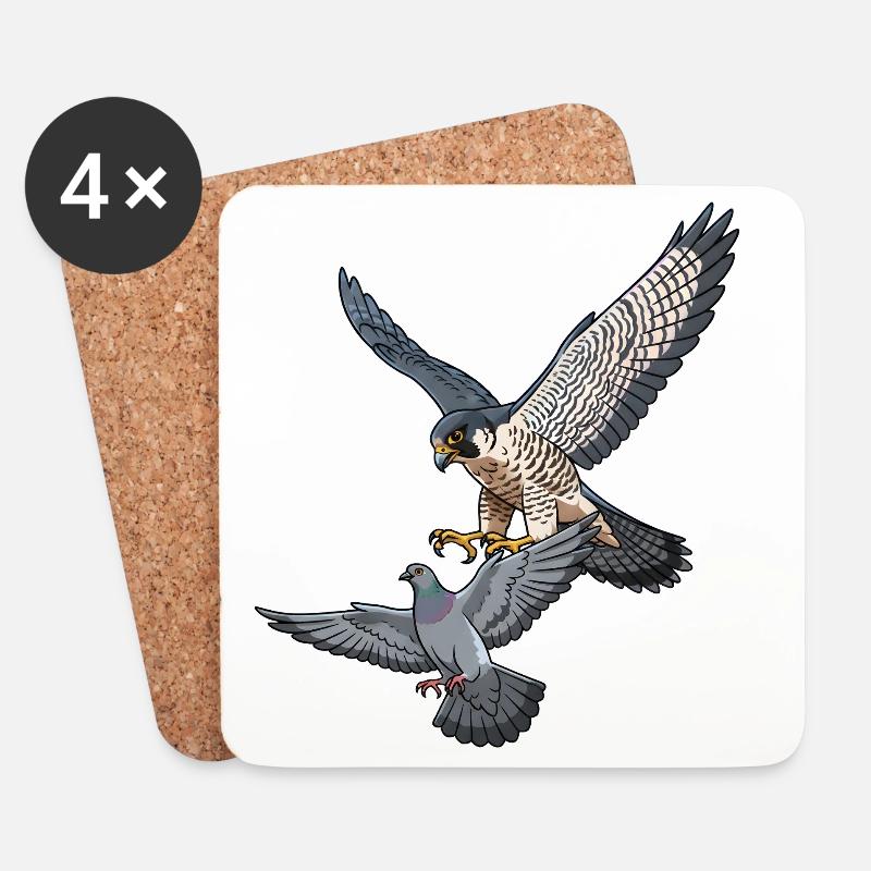 Wanderfalke fängt Taube - Untersetzer (4er-Set) - Weiß