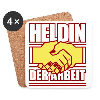 Heldin der Arbeit (Farben änderbar) - Untersetzer (4er-Set) - Weiß - Vorne