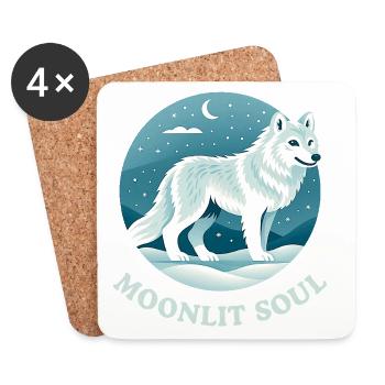 Wolf der mondbeschienenen Nacht - Untersetzer (4er-Set) - Weiß - Vorne