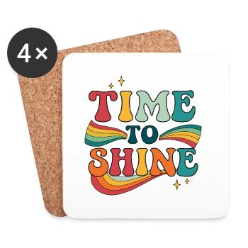 Zeit, Retro Rainbow zu leuchten - Untersetzer (4er-Set) - Weiß - Vorne