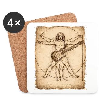 Vitruvian Rocker Gitarrist Design - Untersetzer (4er-Set) - Weiß - Vorne