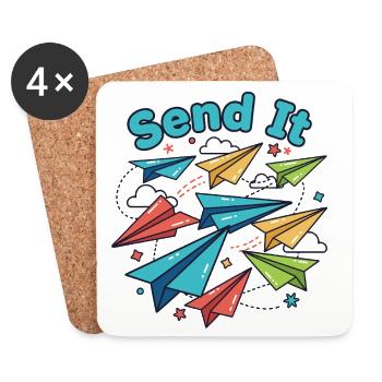 Envoyez-lui des avions en papier - Dessous de verre (lot de 4) - blanc - Devant