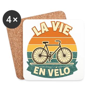 Retro T-Shirt La Vie En Vélo The Perfect Gift - Coasters (set of 4) - white - Front
