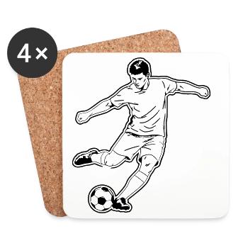 Joueur de football, tir et porteur de buts - Dessous de verre (lot de 4) - blanc - Devant