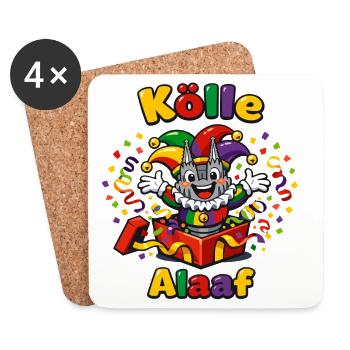 Clown drôle célèbre le carnaval à Cologne Alaaf - Dessous de verre (lot de 4) - blanc - Devant