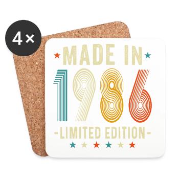 Édition limitée vintage 1986 - cadeaux vieux de 40 ans - Dessous de verre (lot de 4) - blanc - Devant