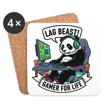 Lag Beast Panda Gamer Motif - Coasters (set of 4) - white - Front