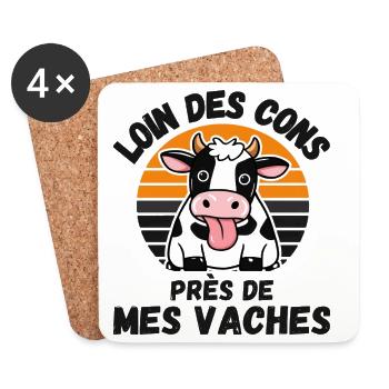 Far From The Idiots Near My Cows Vintage Humor - Coasters (set of 4) - white - Front