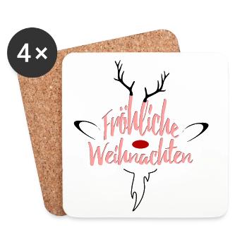 Fröhliche Weihnachten Rosé Script - Untersetzer (4er-Set) - Weiß - Vorne