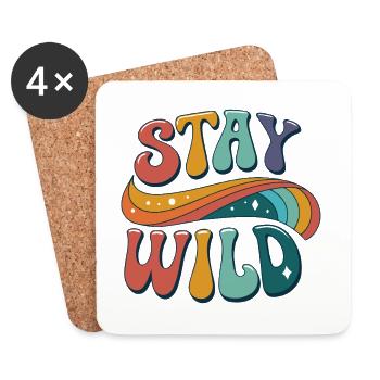 Stay Wild Regenbogenpalette - Untersetzer (4er-Set) - Weiß - Vorne