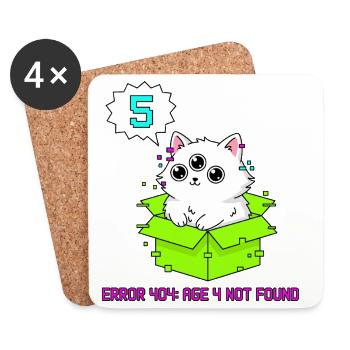 Error 404 Cat 5th Birthday - Coasters (set of 4) - white - Front