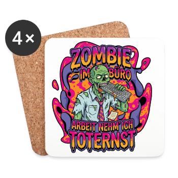 Zombie au bureau : Un travail extrêmement sérieux - Dessous de verre (lot de 4) - blanc - Devant