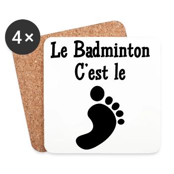 Le Badminton c'est le Pied - Dessous de verre (lot de 4) - blanc - Devant