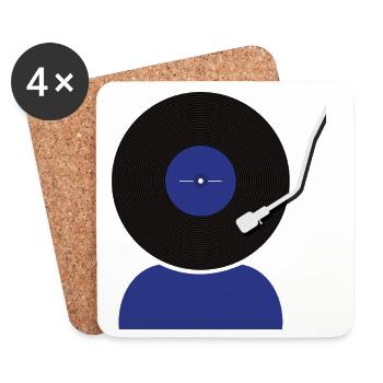 Schallplatten Kopf - Untersetzer (4er-Set) - Weiß - Vorne