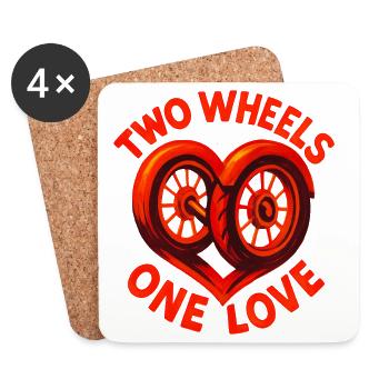 Two Wheels One Love - Motorcycle - Biker - Coasters (set of 4) - white - Front