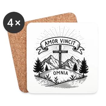 amor vincit omnia (Love overcomes all) - Coasters (set of 4) - white - Front