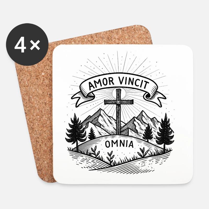 amor vincit omnia (Liebe überwindet alles) - Untersetzer (4er-Set) - Weiß