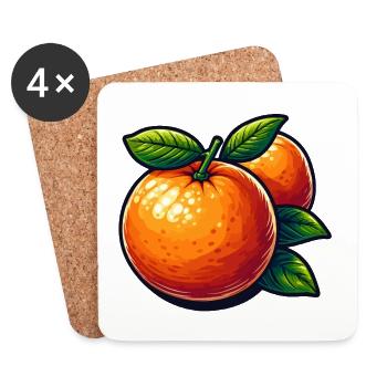 Oranges cartoon éclatantes - Dessous de verre (lot de 4) - blanc - Devant